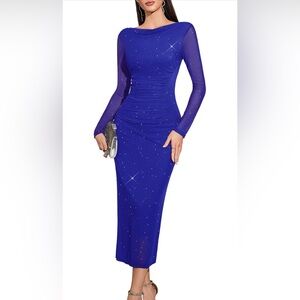 Stunning Sapphire Long Sleeve Dress
